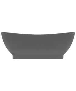 Lavabo Troppopieno Ovale Grigio Scuro Opaco 58,5x39cm Ceramica