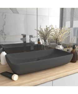 Lavabo Lusso Rettangolare Grigio Scuro Opaco 71x38 cm Ceramica