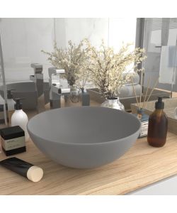 Lavandino da Bagno in Ceramica Grigio Chiaro Rotondo