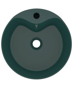 Lavandino con Troppopieno Verde Scuro Opaco 36x13cm in Ceramica