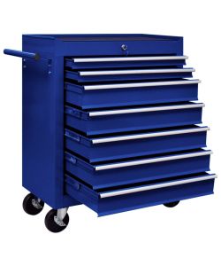  Carrello Portautensili con 7 Cassetti per Officina Blu