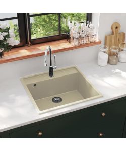 Lavello da Cucina con Foro Troppopieno Beige in Granito