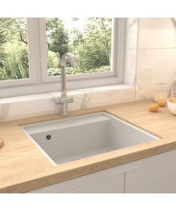 Lavello da Cucina con Foro Troppopieno Bianco in Granito