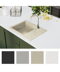 Lavello da Cucina con Foro Troppopieno Ovale Beige in Granito