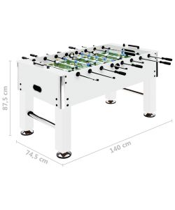 vidaXL Tavolo Calcio Balilla Bianco 140x74,5x87,5 cm in Acciaio
