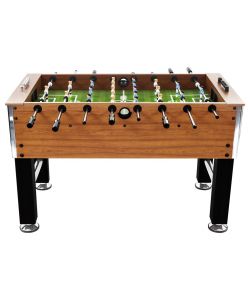 Tavolo Calcio Balilla Acciaio 140x74,5x87,5cm Marroncino e Nero