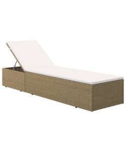 Lettino Prendisole in Polyrattan Marrone e Bianco Crema