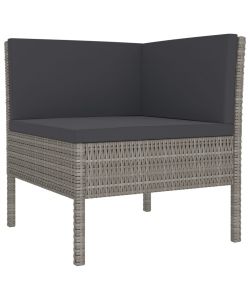 Set Divani da Giardino 3 pz con Cuscini in Polyrattan Grigio