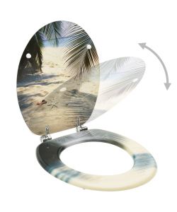 Tavolette WC con Coperchi 2 pz in MDF Design Spiaggia