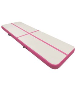 Tappetino Ginnastica Gonfiabile con Pompa 400x100x15cm PVC Rosa