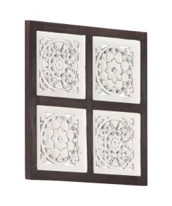 Pannello Murale Intagliato MDF 40x40x1,5 cm Marrone e Bianco