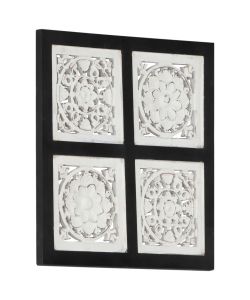 Pannello Murale Intagliato MDF 40x40x1,5 cm Nero e Bianco