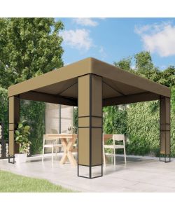 Gazebo con Tetto Doppio 3x3x2,7 m Grigio Talpa 180 g/m