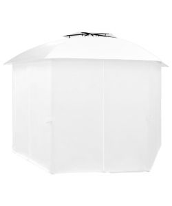 Gazebo da Giardino con Tende 360x312x265 cm Bianco 180 g/mq