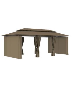 Gazebo con Tende 600x298x270 cm Grigio Talpa 180 g/mq