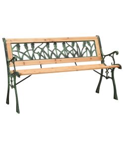 Panchina da Giardino 122 cm in Ghisa e Legno Massello di Abete 312031