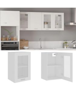 Armadio Sospeso con Vetro Bianco 40x31x60 cm Legno Multistrato