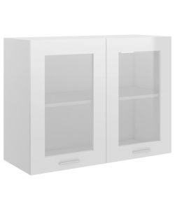 Armadio Sospeso con Vetro Bianco 80x31x60 cm Legno Multistrato