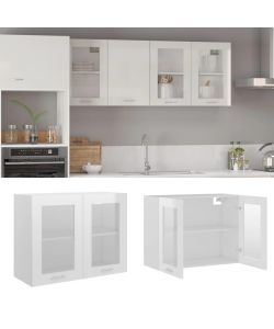 Armadio Sospeso con Vetro Bianco 80x31x60 cm Legno Multistrato