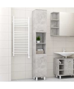 Armadio da Bagno Grigio Cemento 30x30x179 cm in Truciolato