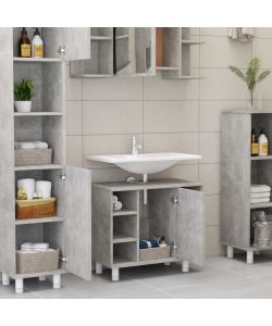 Armadio da Bagno Grigio Cemento 60x32x53,5 cm in Truciolato