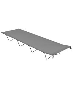 Lettino da Campeggio 180x60x19cm Tessuto Oxford e Acciaio Grigio