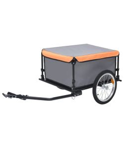 Rimorchio da Bici Trasporto di Merci Grigio e Arancione 65 kg