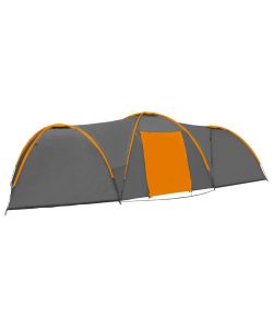 Tenda Igloo da Campeggio 650x240x190 cm 8 Posti Grigio Arancio