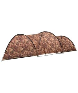 Tenda Igloo da Campeggio 650x240x190 cm per 8 Persone Mimetico