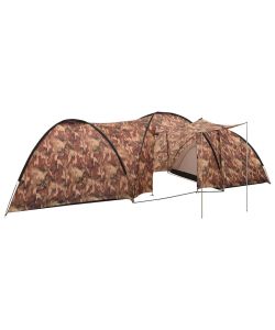 Tenda Igloo da Campeggio 650x240x190 cm per 8 Persone Mimetico