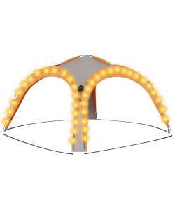 Tenda Feste con LED e 4 Pareti 3,6x3,6x2,3 m Grigio e Arancione