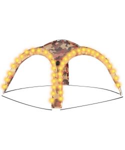 Tenda per Feste con LED e 4 Pareti 3,6x3,6x2,3 m Mimetica