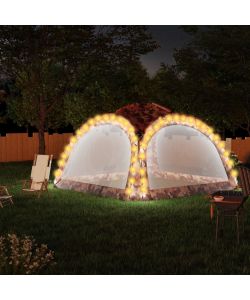 Tenda per Feste con LED e 4 Pareti 3,6x3,6x2,3 m Mimetica