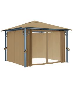 Gazebo con Tenda 300x300 cm Grigio Talpa in Alluminio