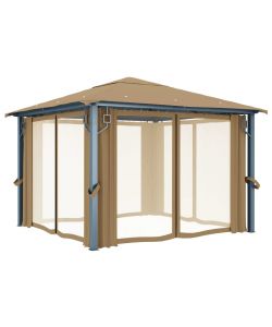 Gazebo con Tenda 300x300 cm Grigio Talpa in Alluminio