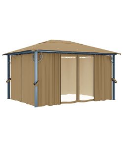 Gazebo con Tenda 400x300 cm Grigio Talpa in Alluminio