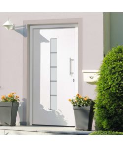 Porta d'Ingresso in Alluminio e PVC Bianco 100x210 cm 3056807