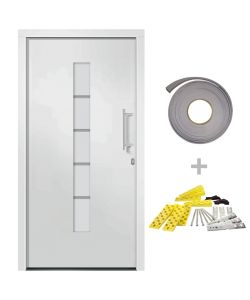 Porta d'Ingresso in Alluminio e PVC Bianco 100x210 cm 3056807