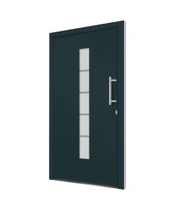 Porta d'Ingresso in Alluminio e PVC Antracite 100x200 cm 3056812