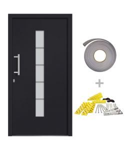 Porta d'Ingresso in Alluminio e PVC Antracite 110x210 cm 3056817