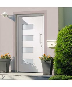 Porta d'Ingresso in Alluminio e PVC Bianco 100x200 cm 3056818