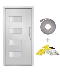 Porta d'Ingresso in Alluminio e PVC Bianco 100x200 cm 3056818