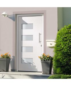 Porta d'Ingresso in Alluminio e PVC Bianco 100x210 cm 3056819
