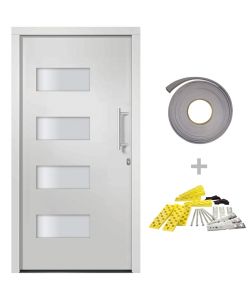 Porta d'Ingresso in Alluminio e PVC Bianco 100x210 cm 3056819