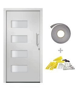 Porta d'Ingresso in Alluminio e PVC Bianco 110x210 cm 3056820