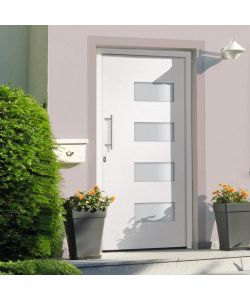 Porta d'Ingresso in Alluminio e PVC Bianco 100x210 cm 3056822