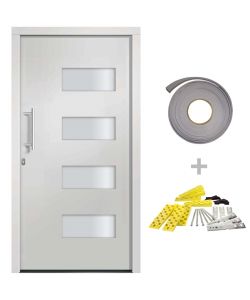 Porta d'Ingresso in Alluminio e PVC Bianco 100x210 cm 3056822