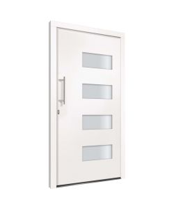 Porta d'Ingresso in Alluminio e PVC Bianco 100x210 cm 3056822