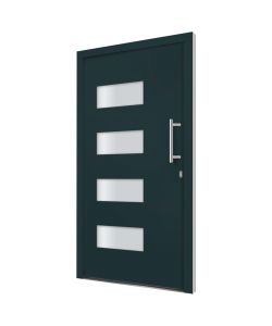 Porta d'Ingresso in Alluminio e PVC Antracite 100x210 cm 3056825
