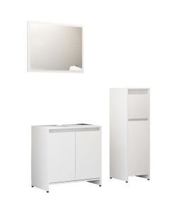 Set Mobili da Bagno 3 pz Bianco in Truciolato